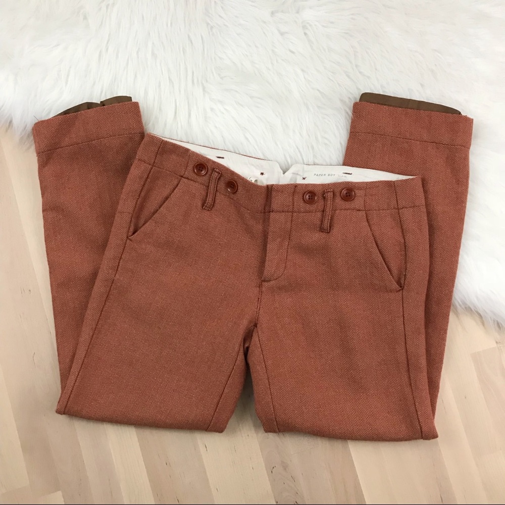 Anthropologie Paperboy Orange Wool Ankle Pants